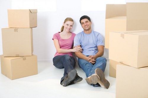 Careful loading of desks, boxes, and IT equipment during an office move