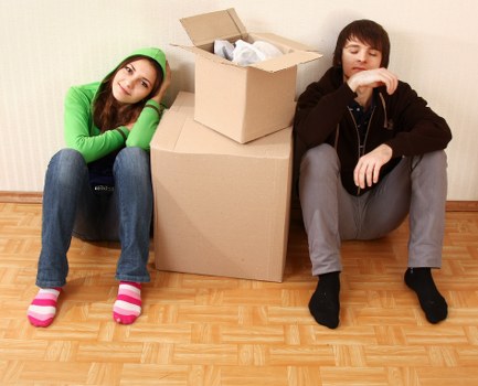 Boxes and furniture prepared for a house move in Downe