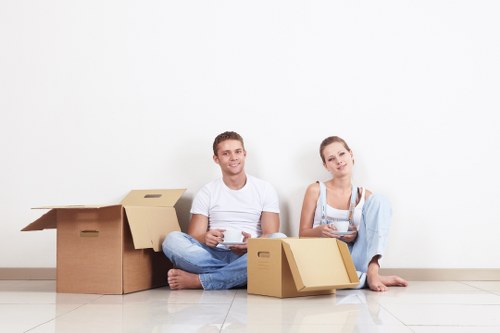 Packed moving boxes ready for a local house move in Downe