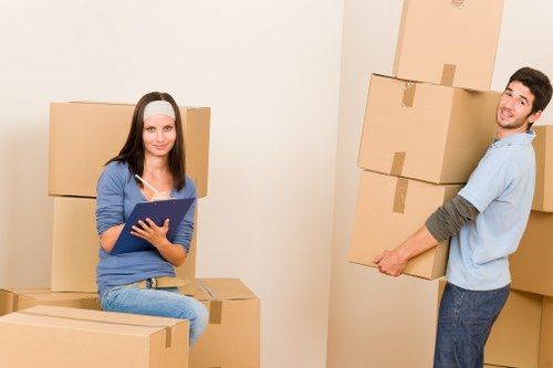 Packed boxes and furniture prepared for local removals